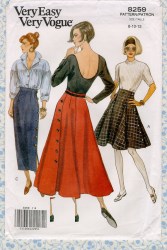 8259 EZ VOGUE FLARE SKIRT 2 LENGTHS, LONG PENCIL SKIRT 8-12, 14-18